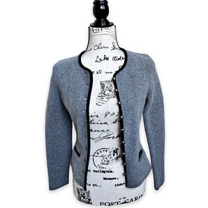 Grasegger Boiled Merino Wool and Velvet Cardigan Size XS/S